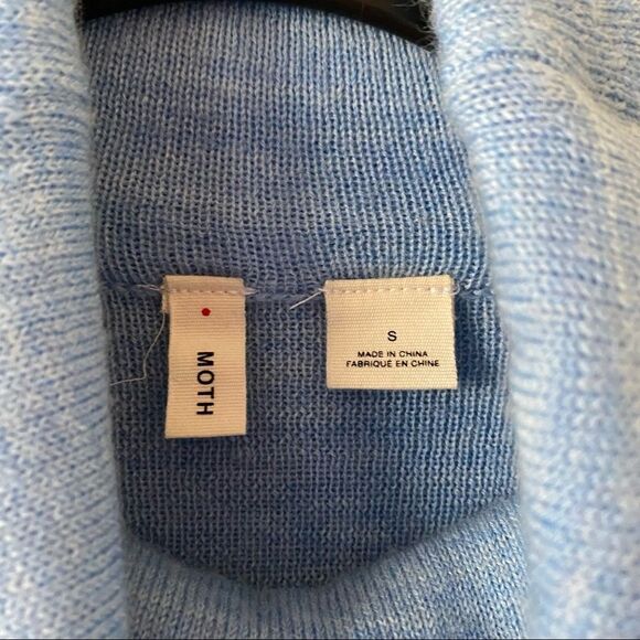 Anthropologie-Moth Robin Eggs Blue Marled Turtleneck Sweater (Size:Small) - Picture 11 of 12